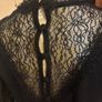 Mint Velvet - Black V Neck Top with Black Lace Sleeves and Neckline Size Medium Image 6