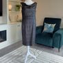 Brand New with Tags: Gallery Grey Metallic Lace Cowl Neck Dress Image 4