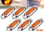 6pcs LED Side Marker Lights for Trucks & Trailers - 16 LEDs, Dual Mode (Steady On + Flash),