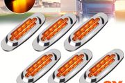 6pcs Big LED Side Marker Lights for Trucks &amp; Trailers - 16 LEDs, Dual Mode (Steady On + Flash),