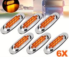 6pcs LED Side Marker Lights for Trucks & Trailers - 16 LEDs, Dual Mode (Steady On + Flash),