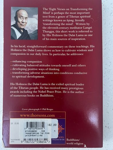 Transforming The Mind by HH the Dalai Lama - paperback