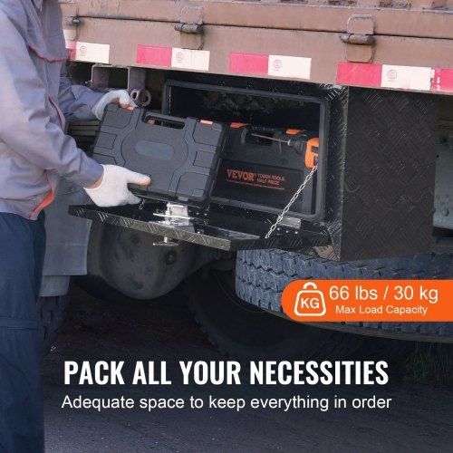 Underbody Truck Box, 24" x 14" x 16" Pickup Storage Box, Heavy Duty Aluminum Diamond Plate Tool Box with Lock and Keys