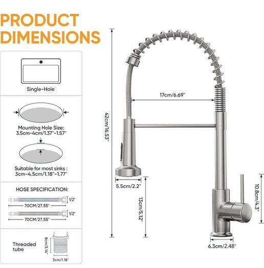 Brushed nickel pull down kitchen tap NEW