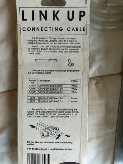 Five Connecting Cables 1 meter long. 5 for 9e. Only available until end of May.