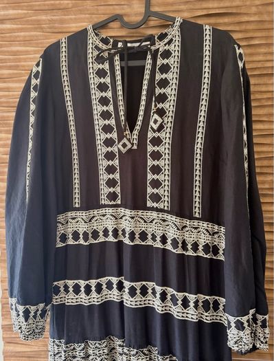 Zara embroidery linen maxi dress XS