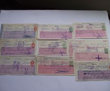 A Collection of 9 Vintage Cheques from Ulster Bank (1890-1959)