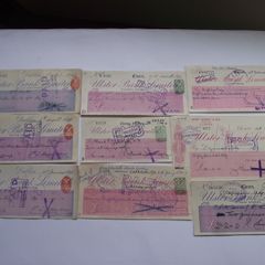 A Collection of 9 Vintage Cheques from Ulster Bank (1890-1959)