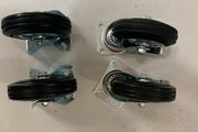 Heavy duty 200mm Castors Black Rubber with swivel brake set