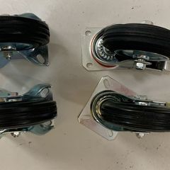 Heavy duty 200mm Castors Black Rubber with swivel brake set