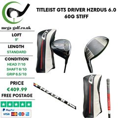 Titleist GT3 Driver / 9 Degree / Hzrdus 6.0 60g Stiff