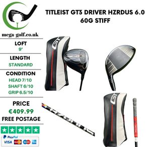 Titleist GT3 Driver / 9 Degree / Hzrdus 6.0 60g Stiff