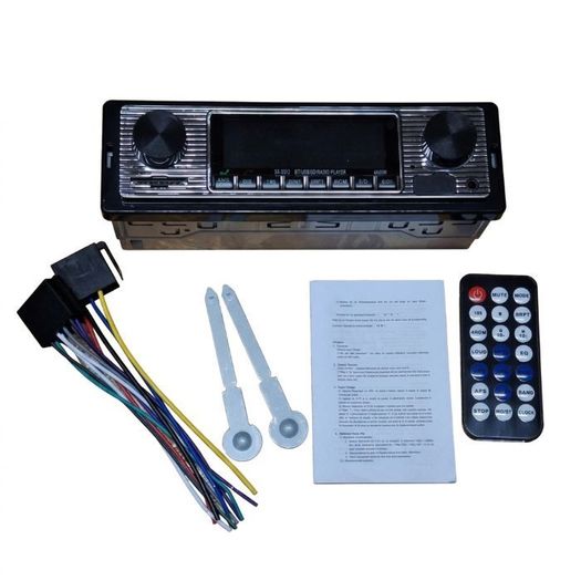 Vintage Style Single DIN Car Stereo Bluetooth MP3/USB/SD Radio Player - 25422