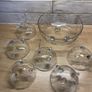 Vintage Etched Glass Dessert 3 footed dish set (7 pieces) Image 7