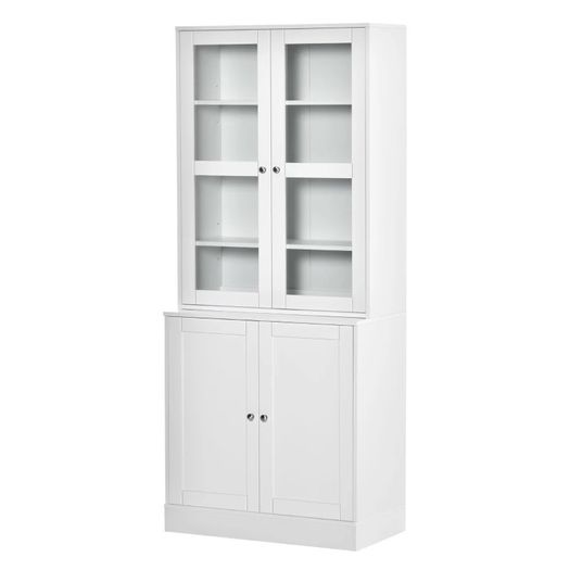 Modern Bookcase with Doors, Display Storage Cabinet with Adjustable Shelves for Living Room, Study, Office, White (FREE POSTAGE)