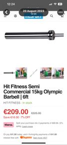 Semi Pro 200cm 15kg Olympic Barbell + Collars!
