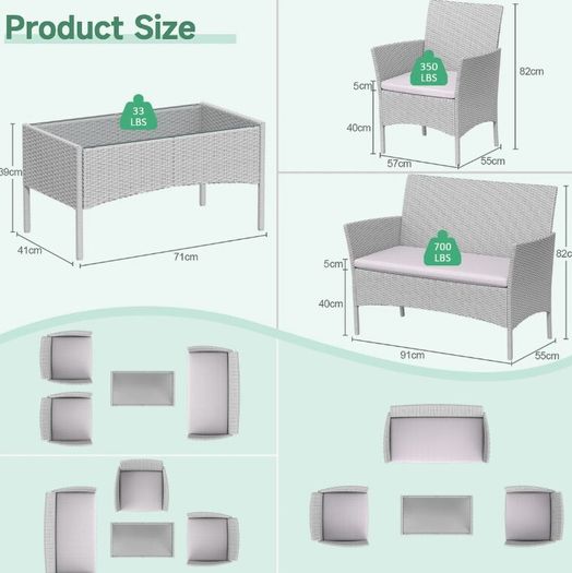 Rattan Garden Furniture Set Table and Chairs