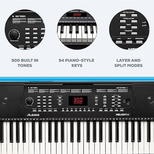 54 Key Keyboard Piano with Speakers, Microphone, 300 Sounds, 300 Rhythms, 40 Demo Songs, Educational Tools and Music Rest (FREE SHIPPING)