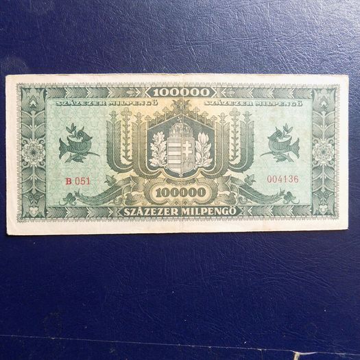 Hungary 1946.100,000 Pengo Banknote.Fine grade.