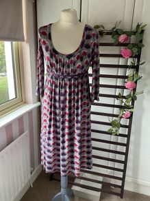 dress next floral grey print dress empire line size 10