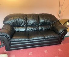black leather couch