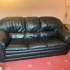 black leather couch