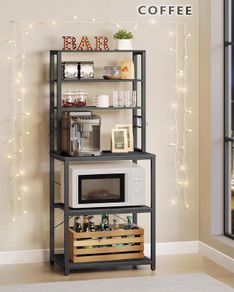 New 6 Shelves Kitchen Storage Rack (Black) FREE P&P