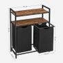 Laundry basket with 2 compartments  laundry basket, laundry collector, 2 compartments, 2 shelves, metal frame, 2 x 46 litres, 73 x 33 x 91 cm, vintage brown- Image 3