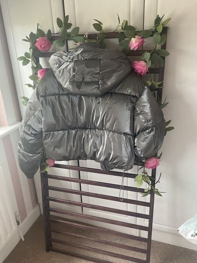 jacket Zara size small cropped metallic hooded jacket