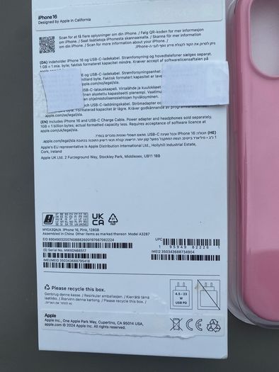 Apple iPhone 16 - Pink - 128G