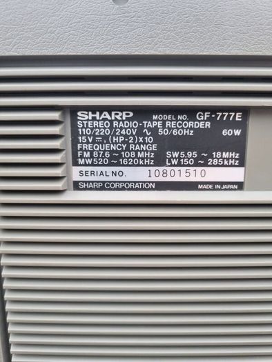 Vintage Sharp Boombox Gf-777z Stereo Double Metal Cassette Monster Ghettoblaster
