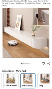 Brand New: TV Media Console Floating TV Cabinet - White Rock - 180cm