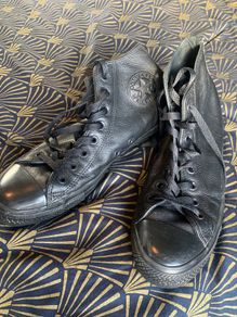 Converse All Stars Leather All Black Size UK 8.5
