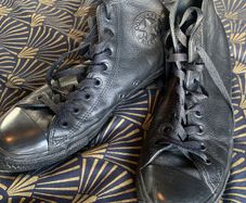 Converse All Stars Leather All Black Size UK 8.5