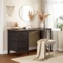 Computer Desk with Drawers, 120cm Office Desk with Storage, Black Image 6