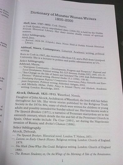 Dictionary of Munster women writers 1800-2000 Ireland Irish History