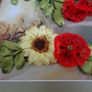 Hand made Sunflowers poppy 3D ribbon embroidery painting framed Image 3