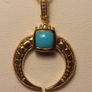 Gold Plated Sterling Silver Turquoise Cresent Shaped Pendant Image 5