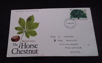 Great Britain Stamps : The Horse Chestnut - British Trees Series , First Day Cover , 1974