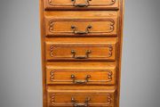 Vintage French Country Carved Oak Tallboy