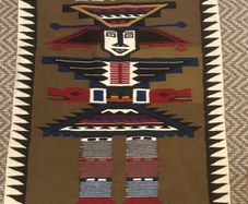 Vintage hand woven wool hanging tapestry from Ecuador