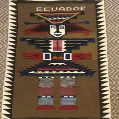 Vintage hand woven wool hanging tapestry from Ecuador