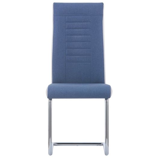 Cantilever Dining Chairs 6 pcs Blue Fabric