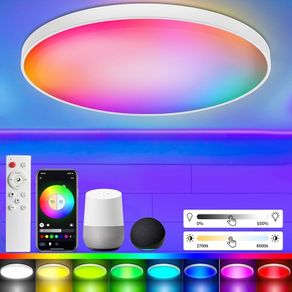 Ceiling Light with Remote Control, 30W Flush Led RGB Colour Changing Ceiling Light Compatible with Alexa and Google Home, Smart Round Ceiling Lighting for Kids Bedroom Hallway