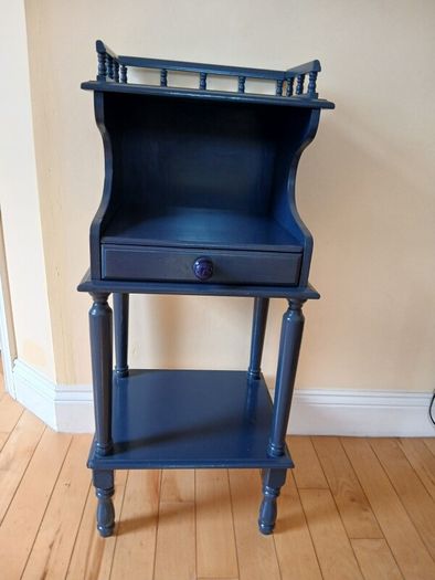 Midnight Blue Upcycled Vintage Hall Stand with Drawer & Gallery Rail