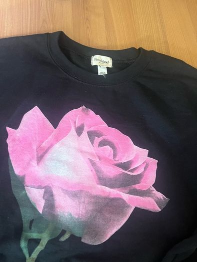 Never worn river island black sweater with pink rose detail