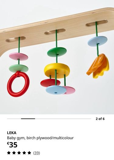 IKEA LEKA baby gym, birch plywood/multicolour, 43 cm height, 59 cm width, activity toys for babies