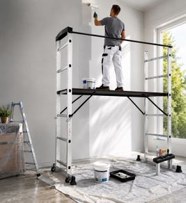 Ladder Scaffold Platform Aluminium Multi-Purpose Folding Ladder with Wheels