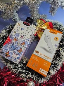 Full Set Samsung Galaxy S22 Ultra butterfly Flip Book Wallet Case+Dual USB Car Charger without cable