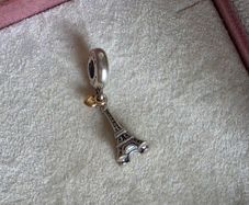 Pandora charm Eiffel Tower with gold heart very good condition hallmarked